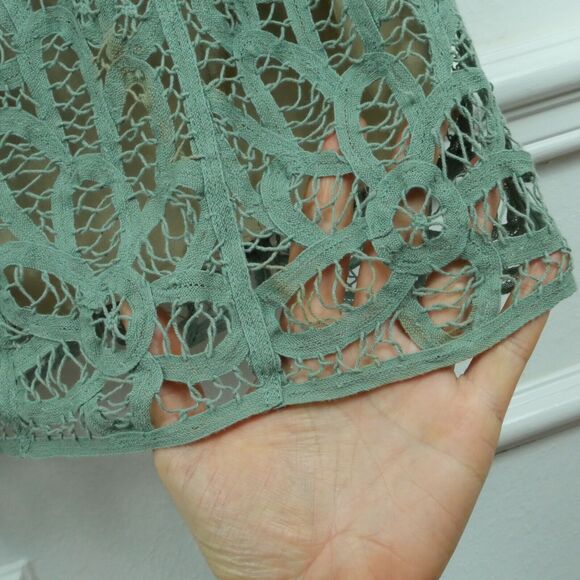 Betsey Johnson Size 2 Dress FLAWS Green Lace Goblincore Fairy Coquette Mini Y2K - Picture 8 of 16